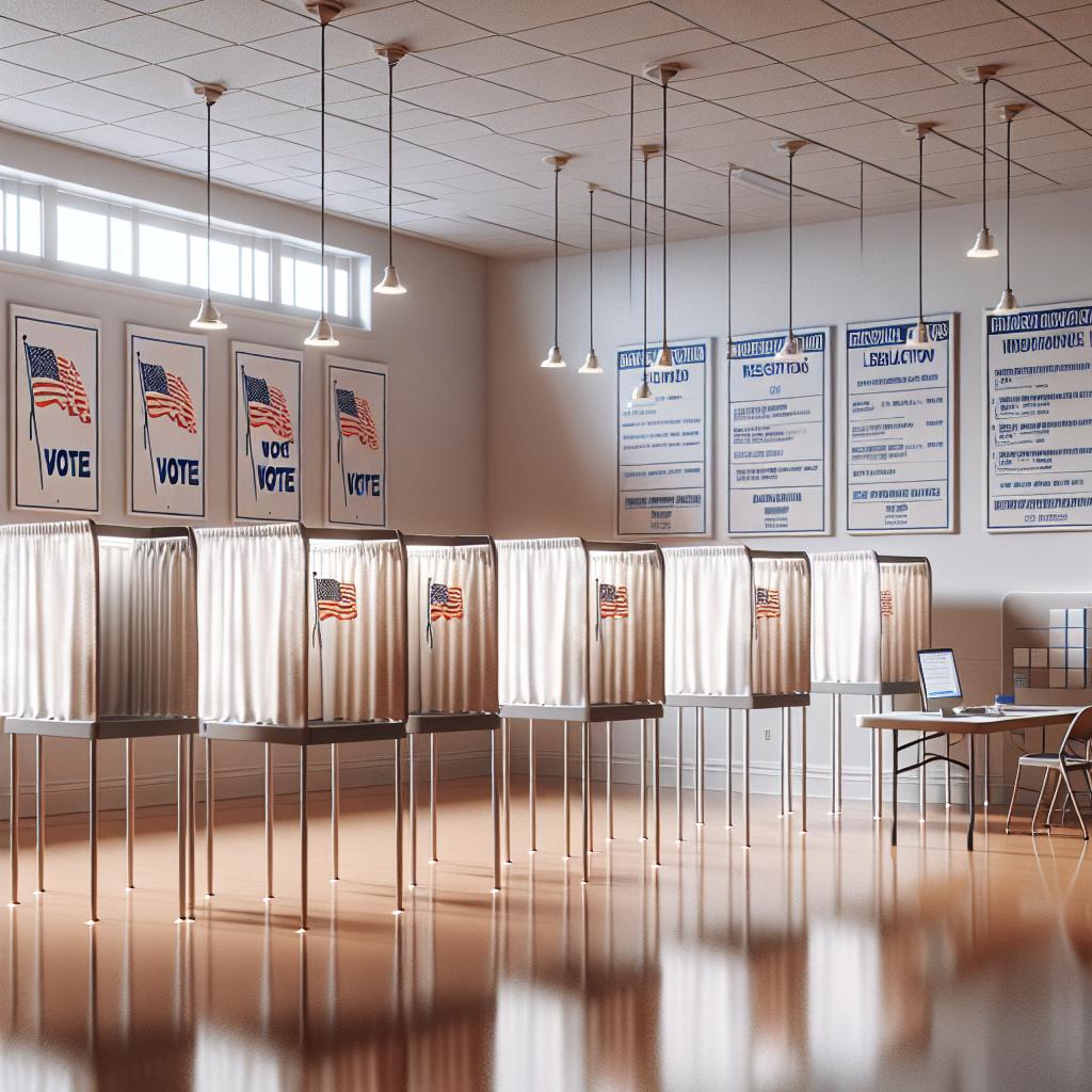 Empty polling station interior.