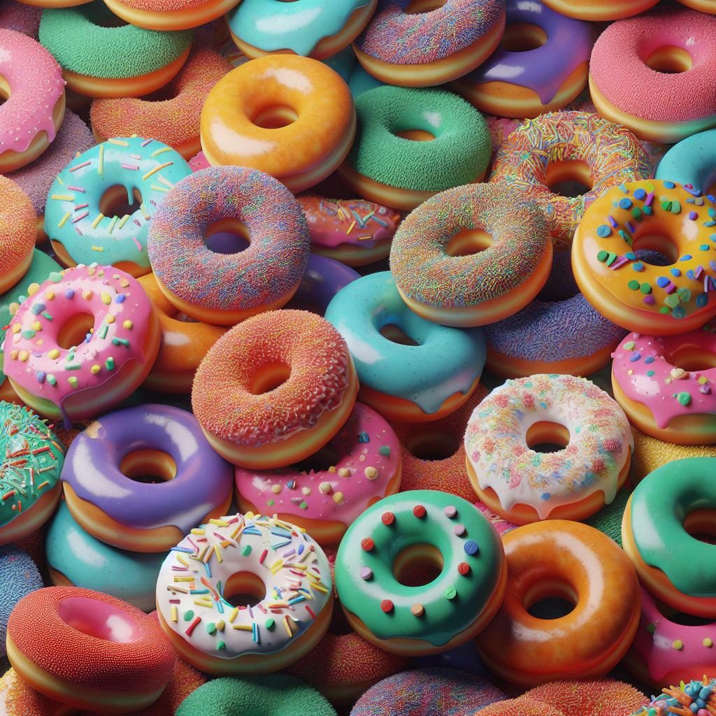 Colorful donuts background texture.