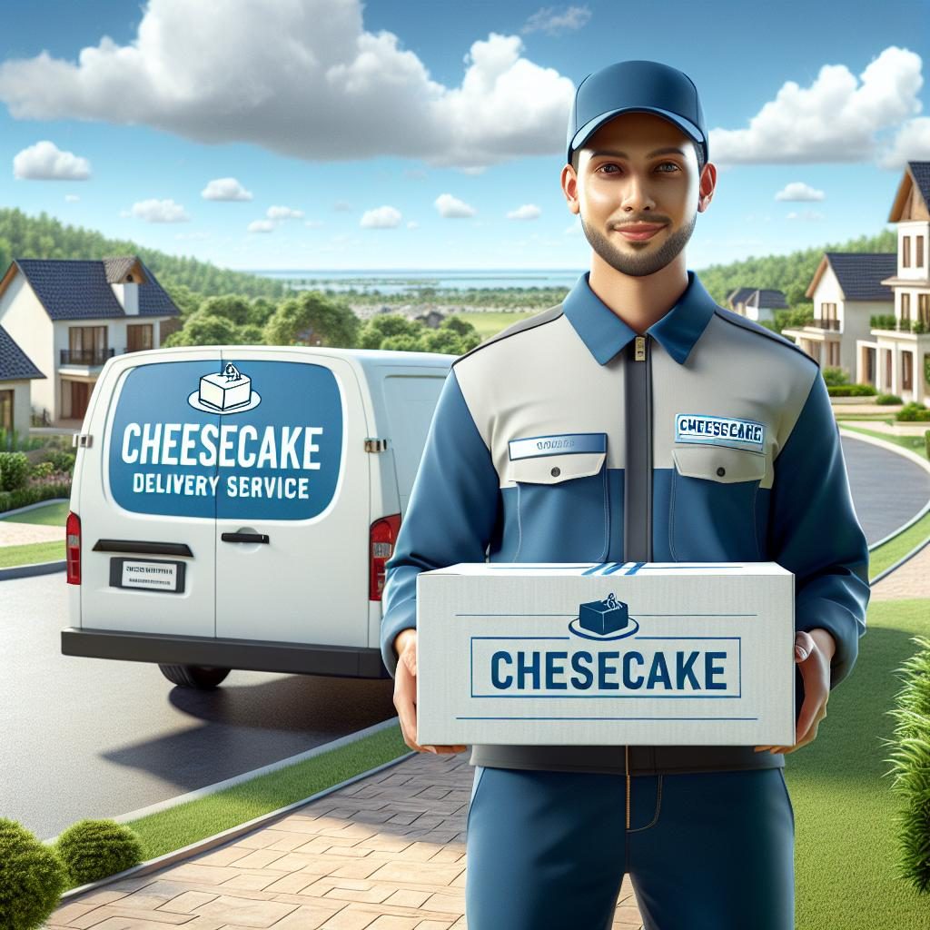 Cheesecake delivery service illustration.