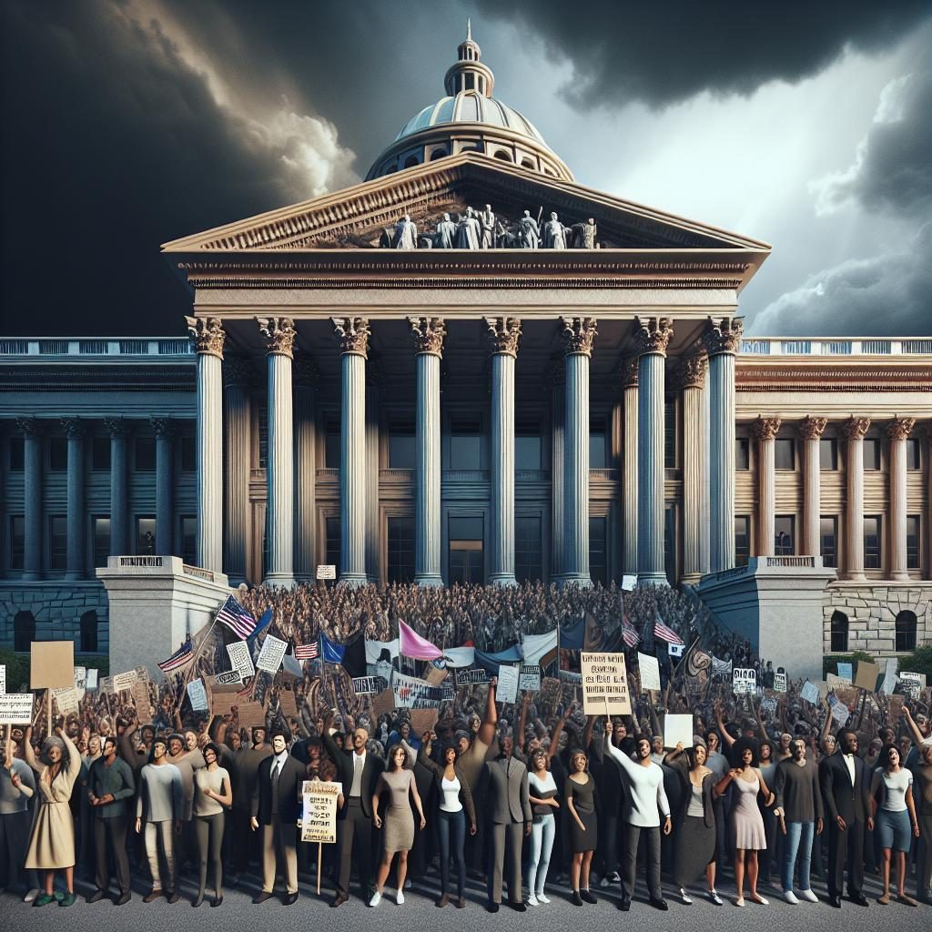 protest outside government building