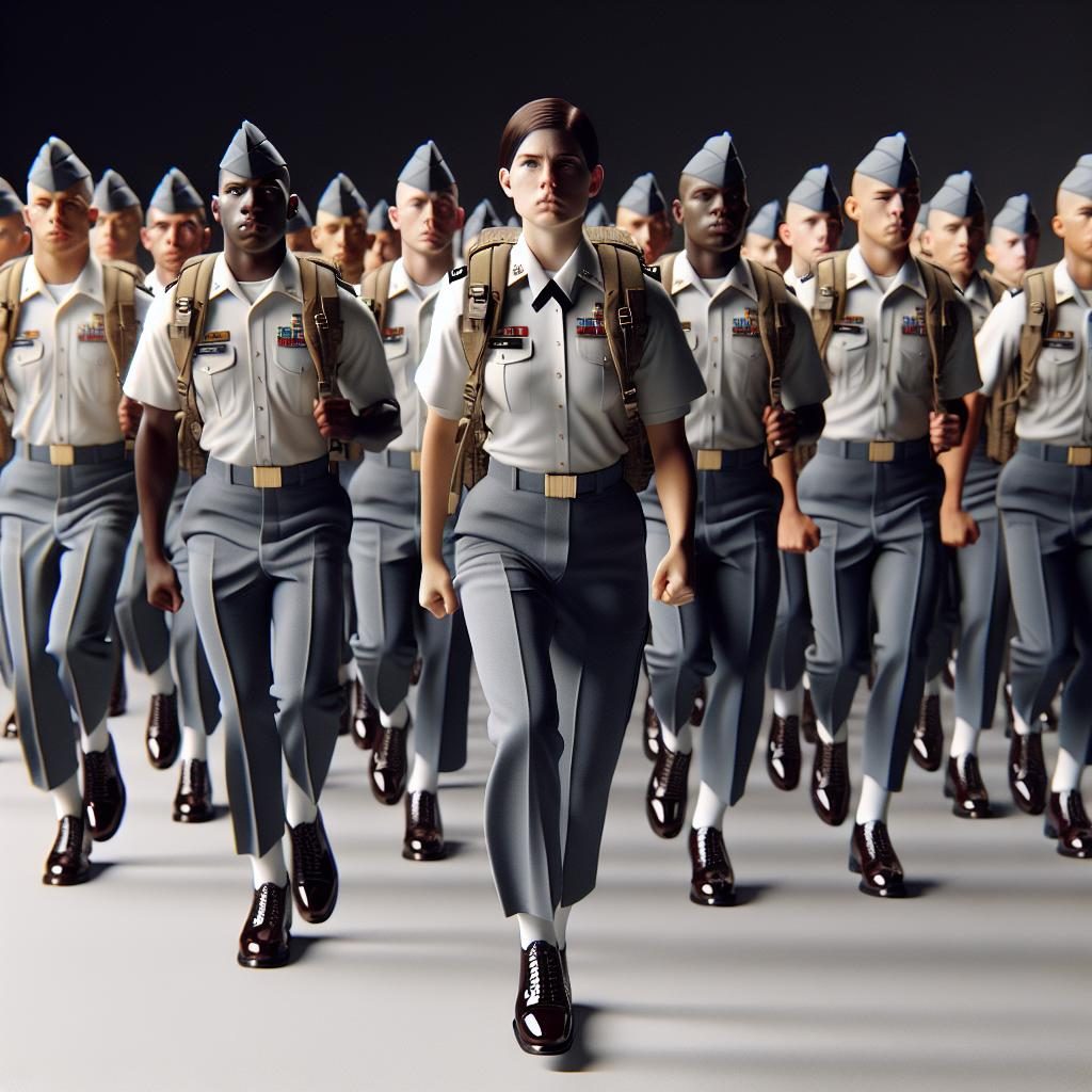 Cadets marching in formation.