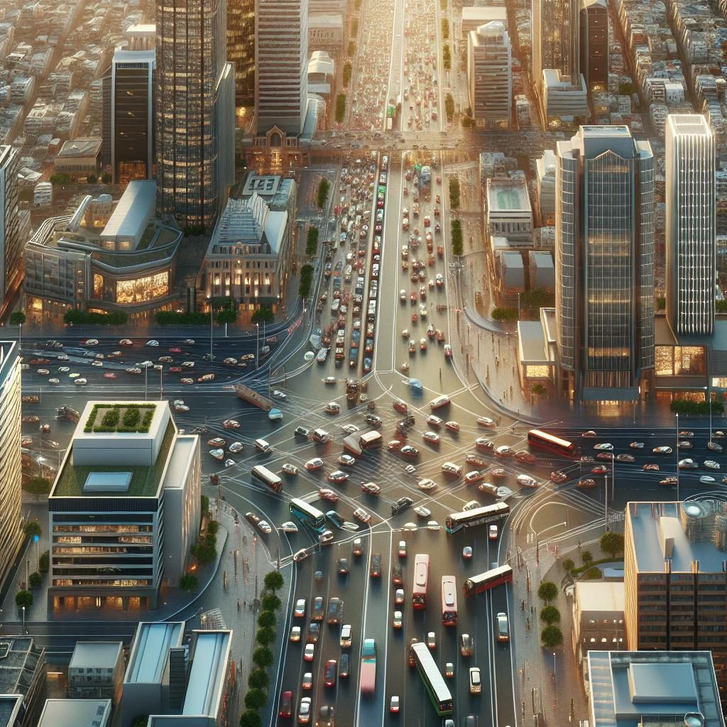 City traffic congestion aerial.