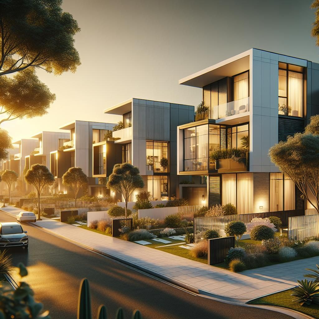 Modern homes overview sunset