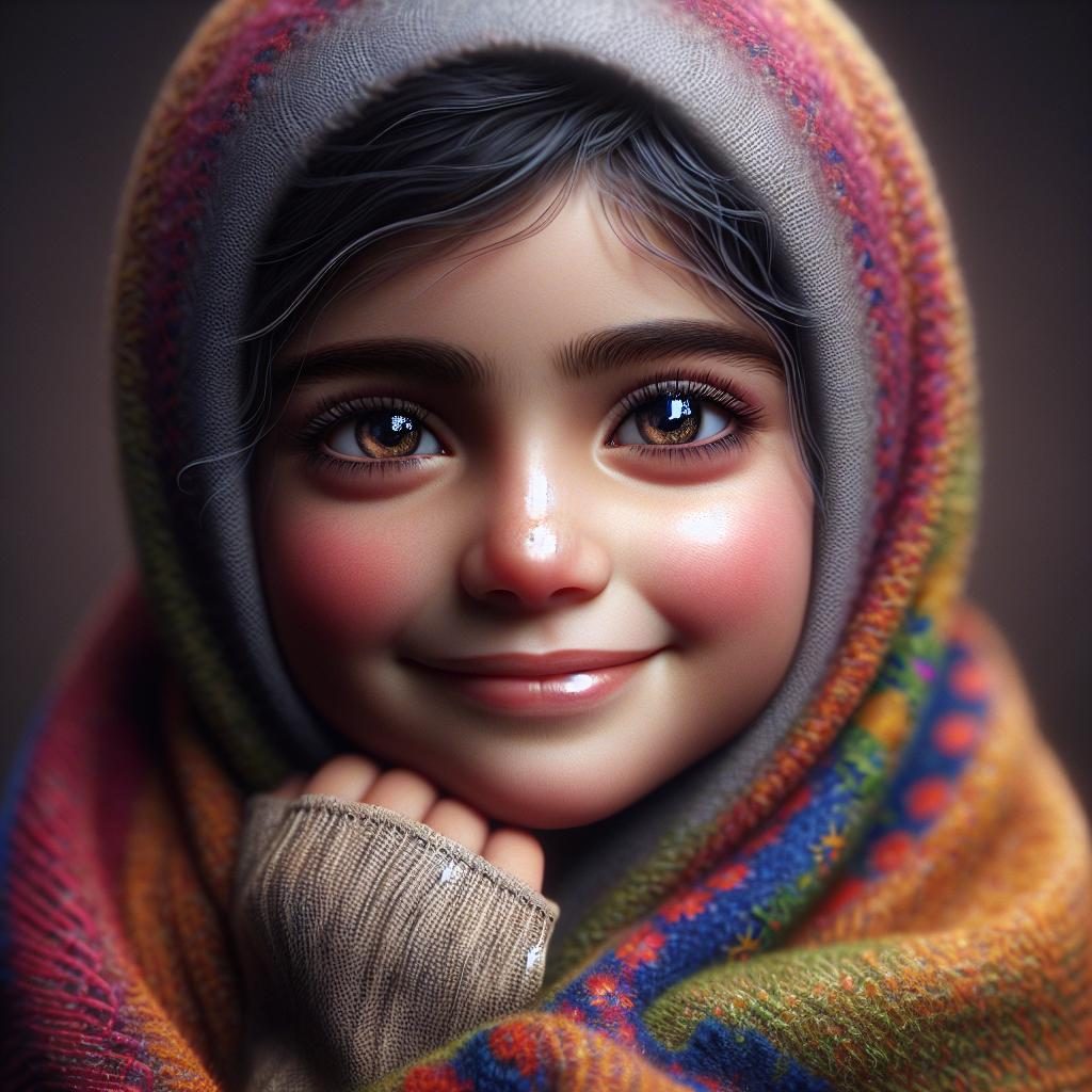 Child wrapped in blanket.