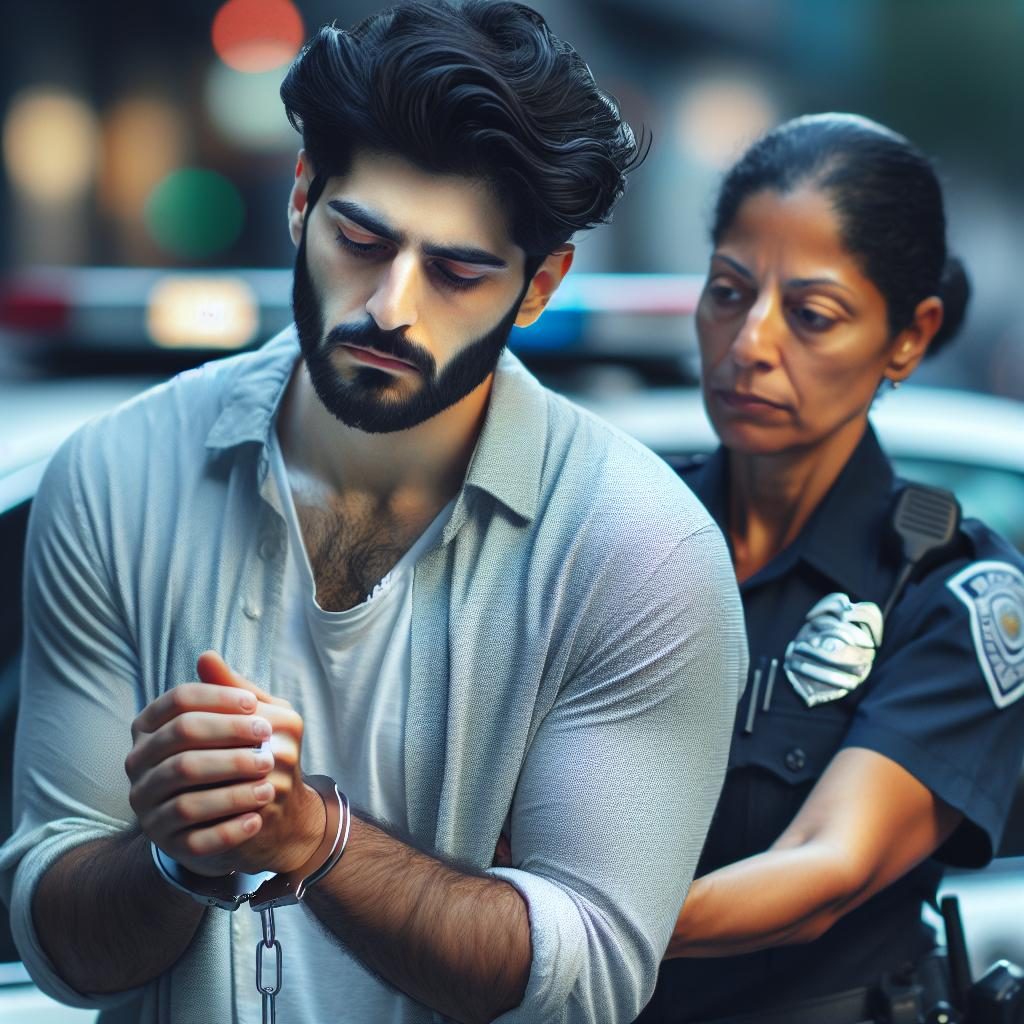 Arrested man in handcuffs