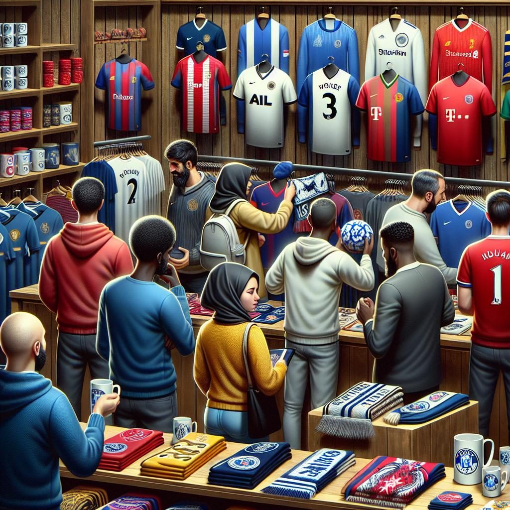 Football team merchandise sales.