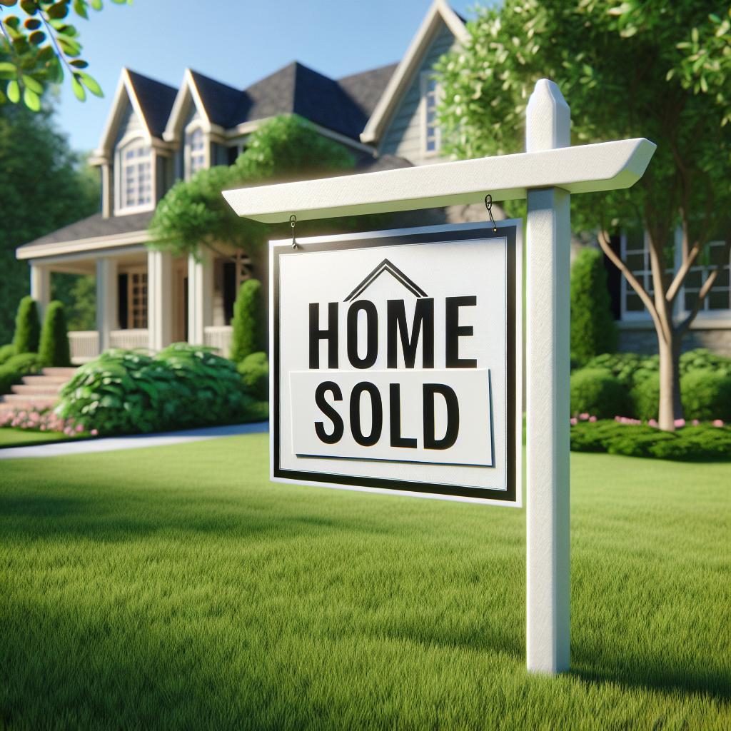 "Home Sold" sign display.