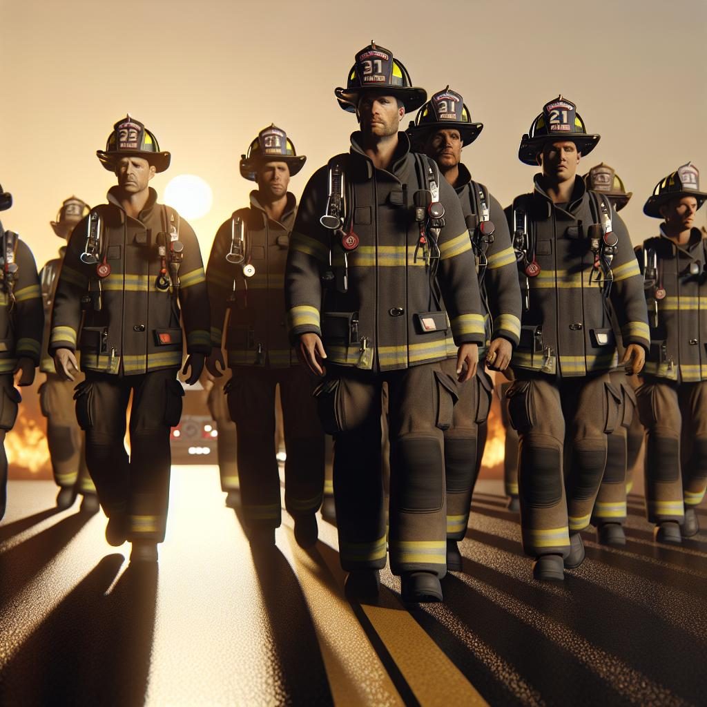 Firefighters marching home.