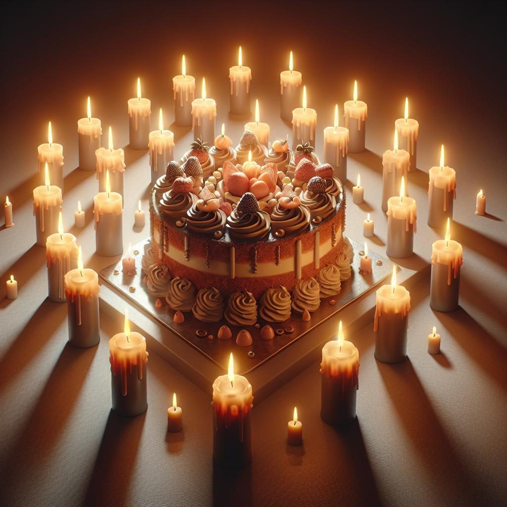 Cake surrounded by candles.