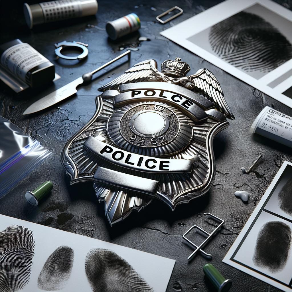 Police badge and evidence