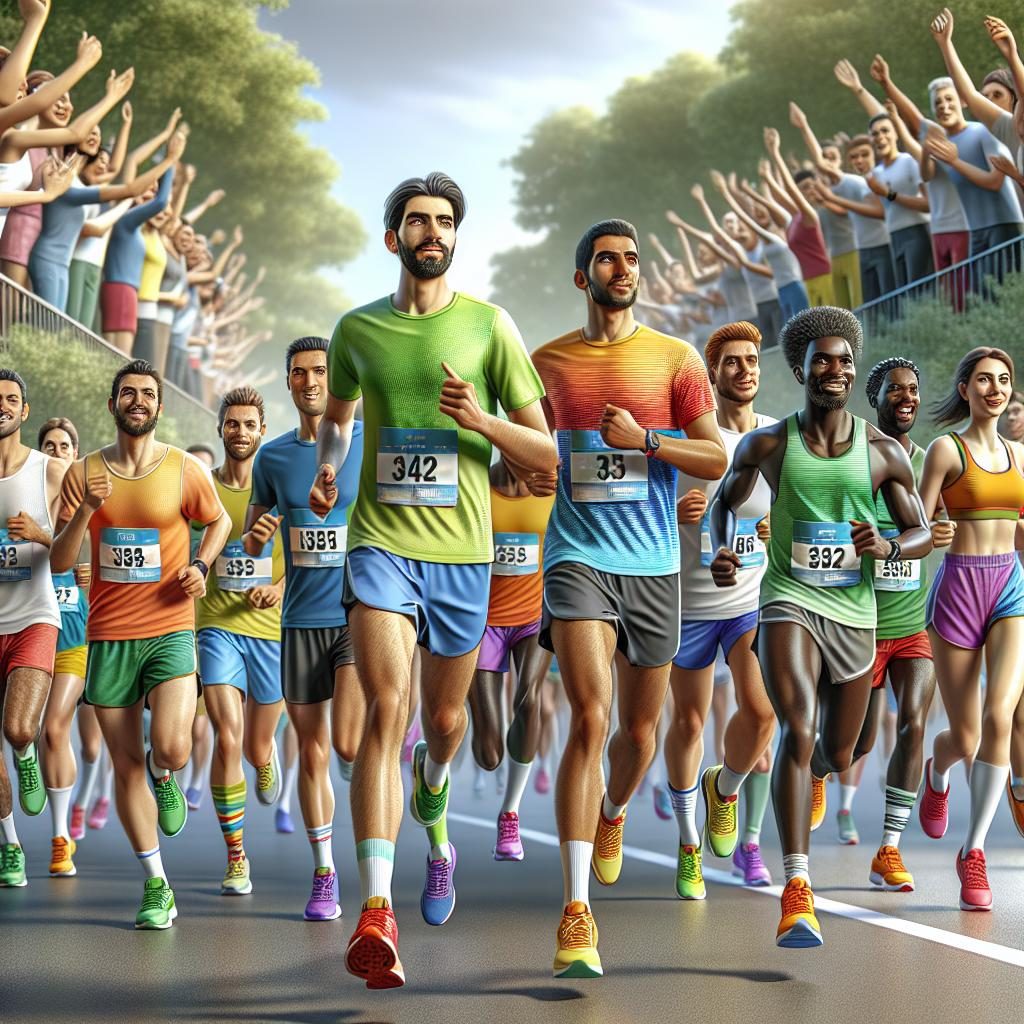 Colorful runners enjoying race