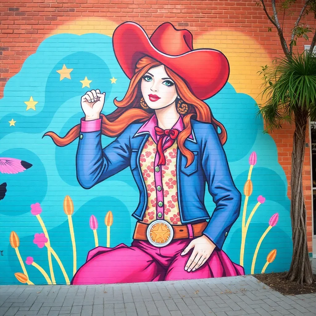 Discovering Bryan's Newest Art Piece: A Colorful Cowgirl Mural Unveiled in Downtown Bryan