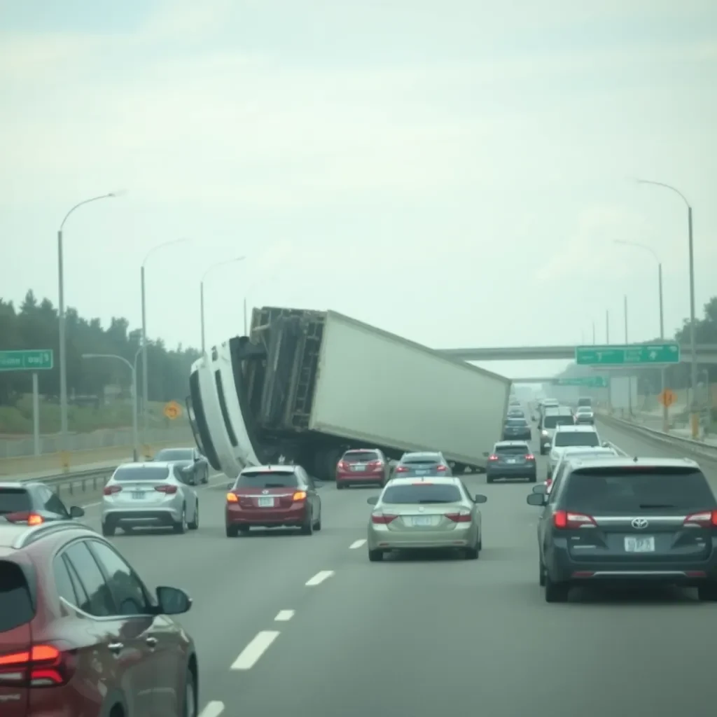 Bryan Traffic Disrupted After 18-Wheeler Overturns on Highway