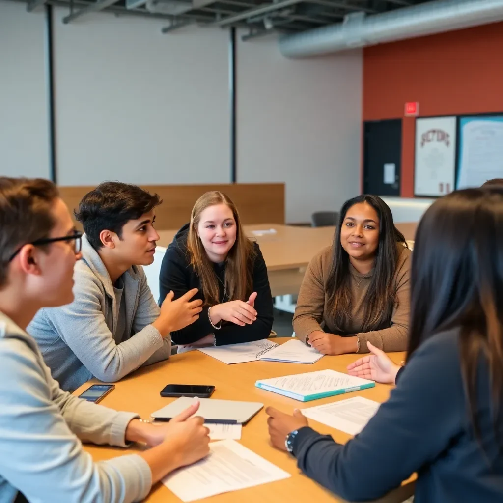 Students engaging in open discussion with diverse perspectives.