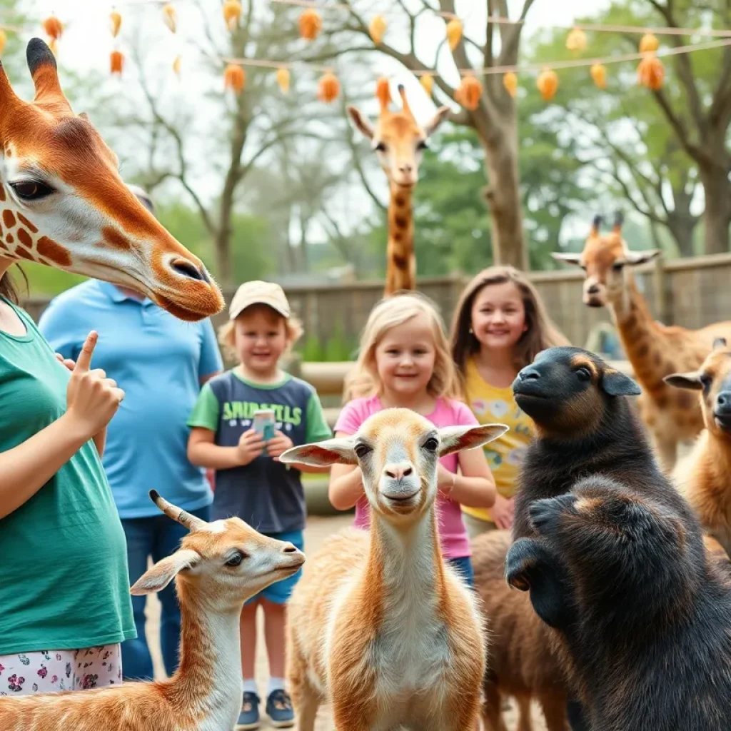 Families enjoying free admission day at Aggieland Safari.