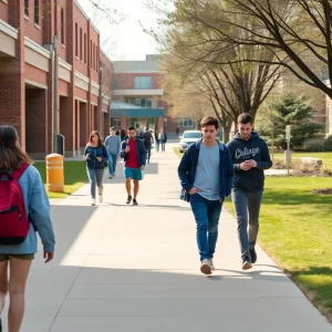 Students walking on Bryan High School campus