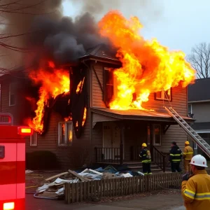 Emergency responders battling a fire at a duplex in Bryan Texas on Christmas Day.