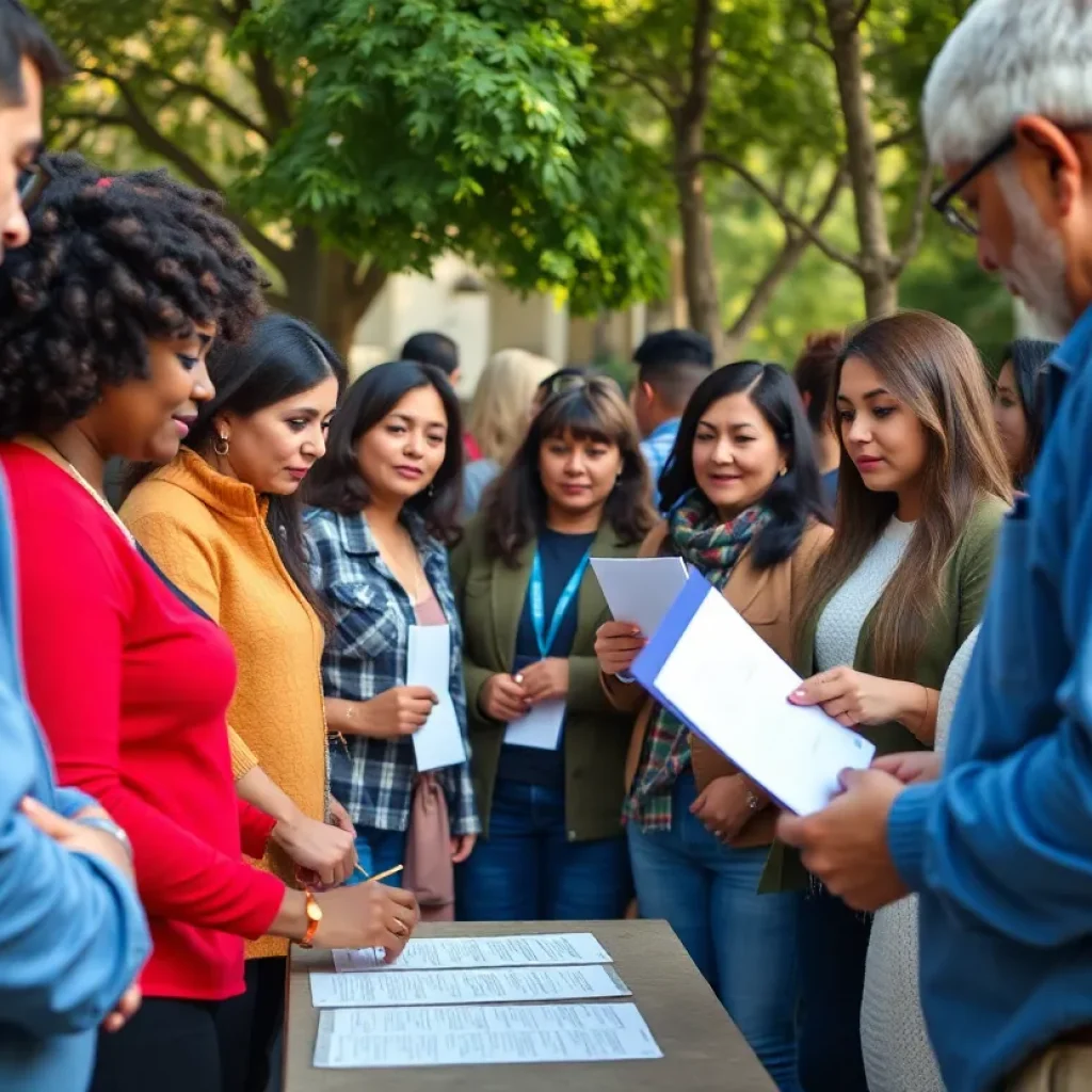 Community members engaging in discussions at a local gathering in College Station.