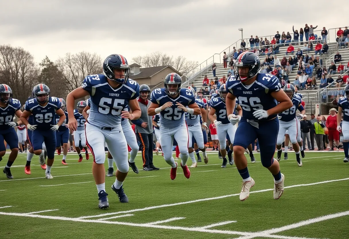 College Station Cougars football players on the field during a game.