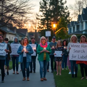 Community members rallying together in a neighborhood for a missing girl.