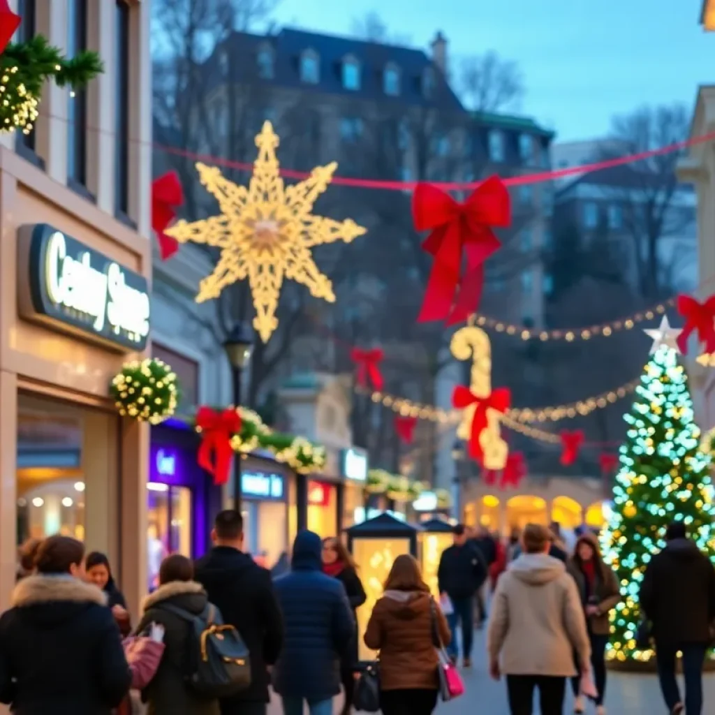 Shoppers enjoying early holiday shopping at Century Square