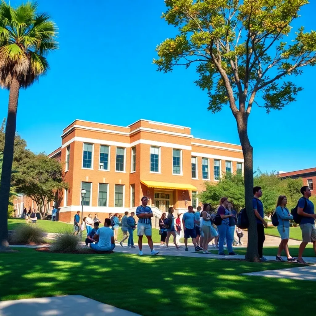 Students enjoying campus activities at a Texas university