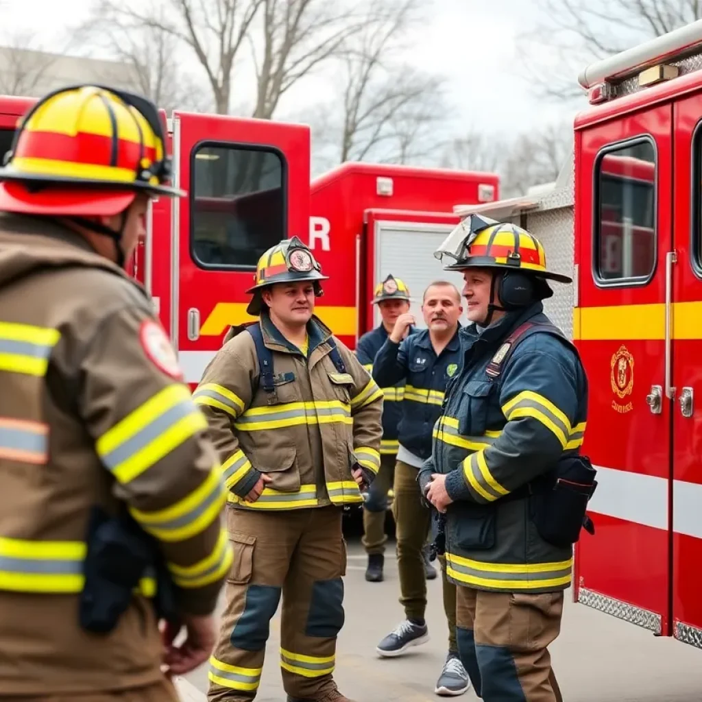 Firefighters from Bryan Fire Department working together during a training session.