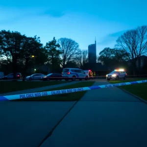 Emergency responders at a park following a violent incident