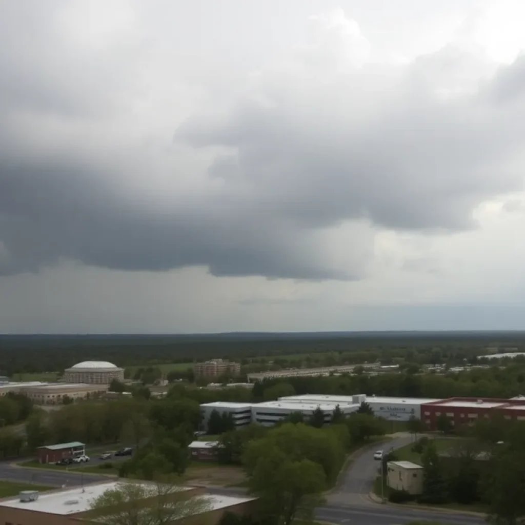 Weather radar in College Station with overcast skies