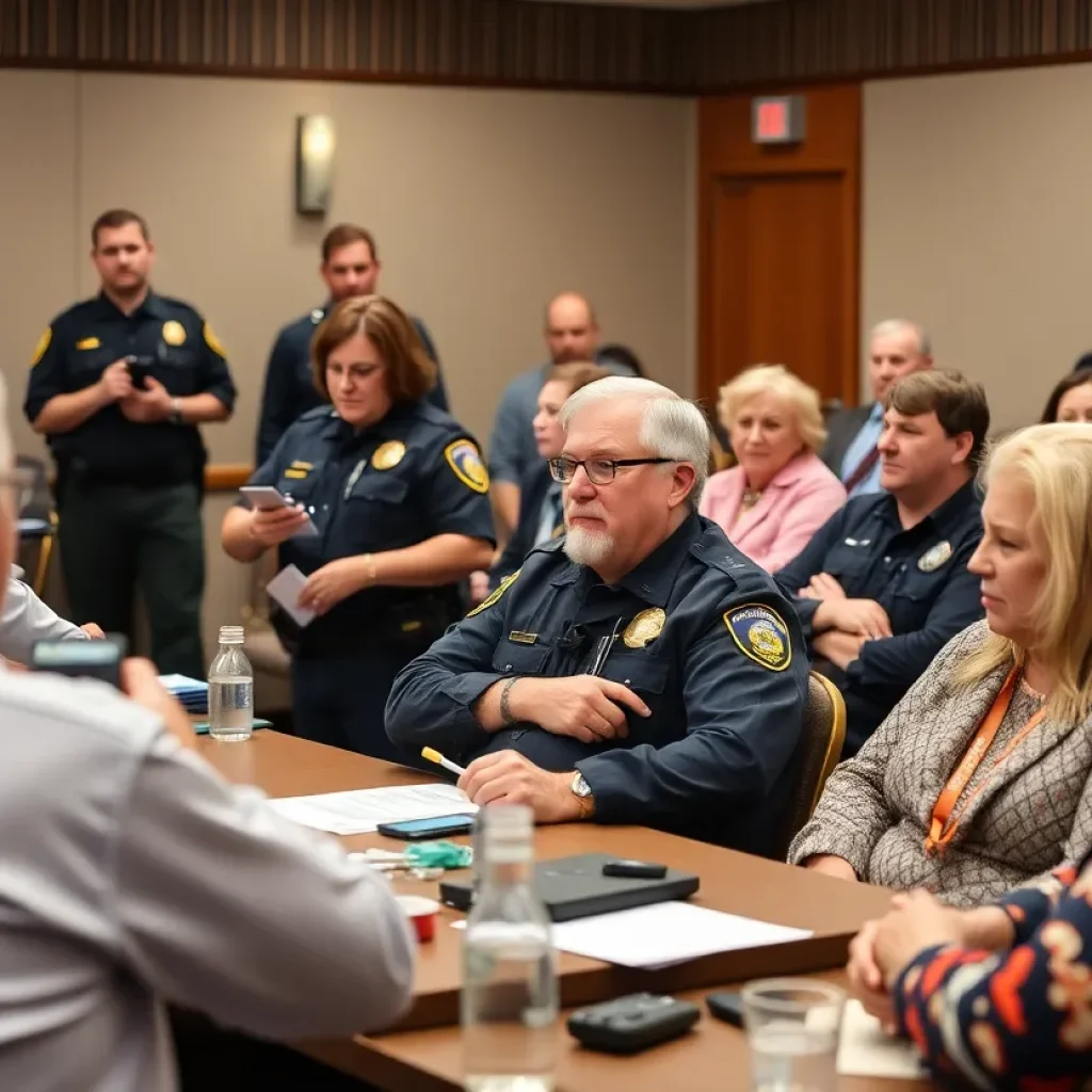 Community members discussing public safety issues