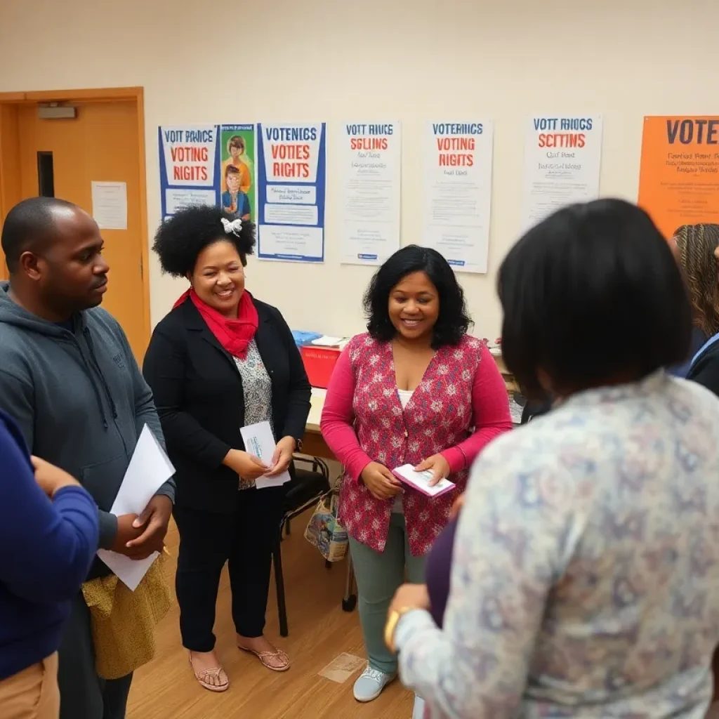 Community members engaged in discussions about voter registration