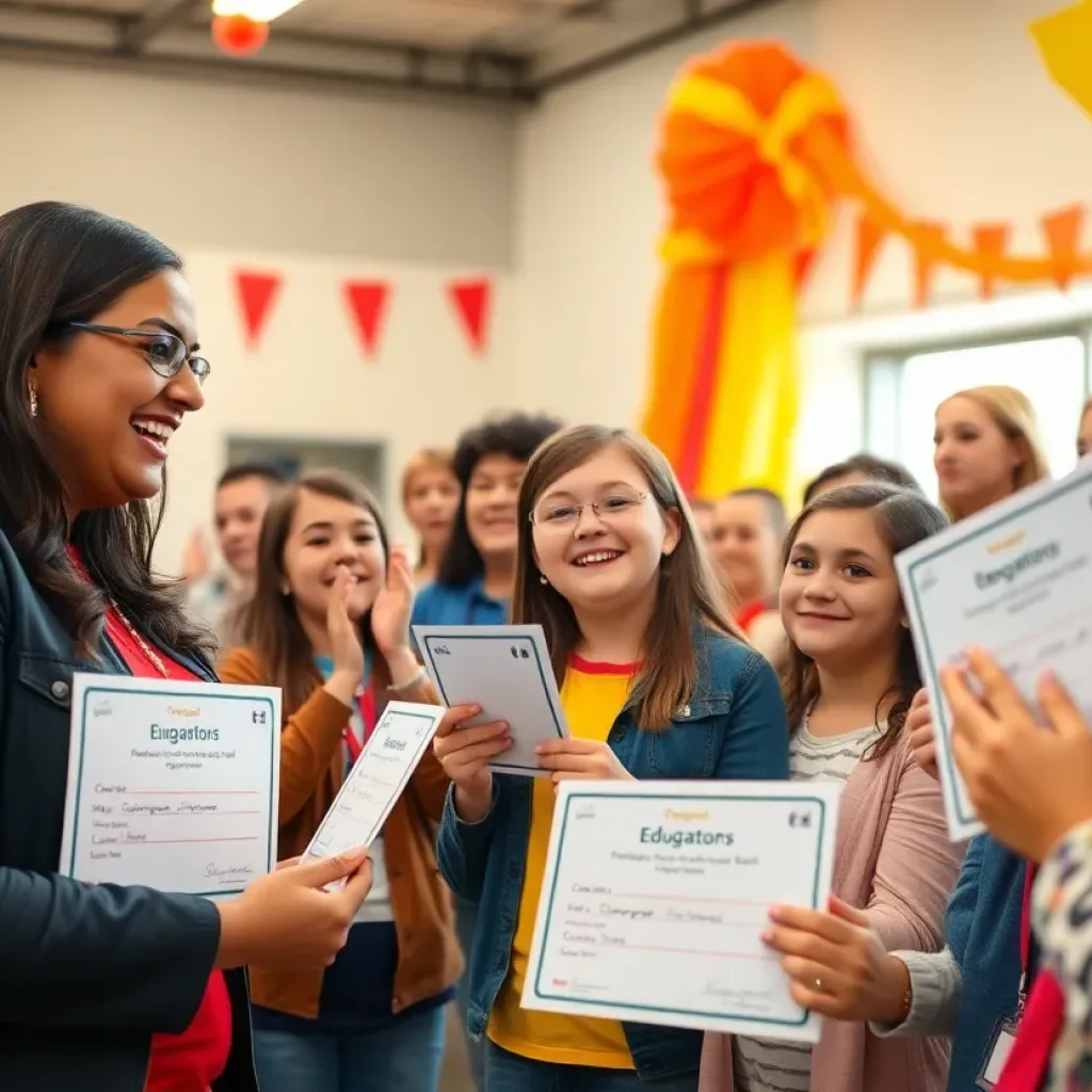 Celebration of educators at College Station ISD Grant Patrol event