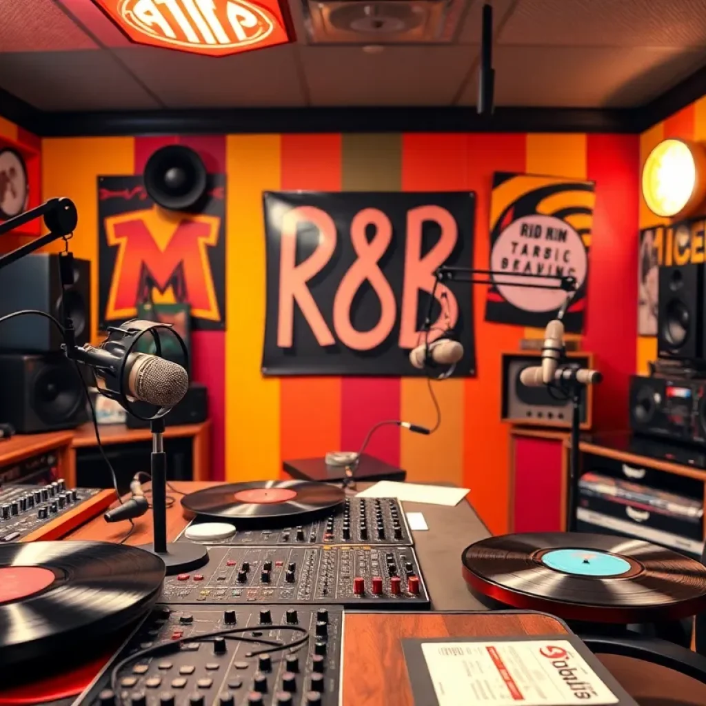 Magic 97.3 Radio Station studio with R&B decor