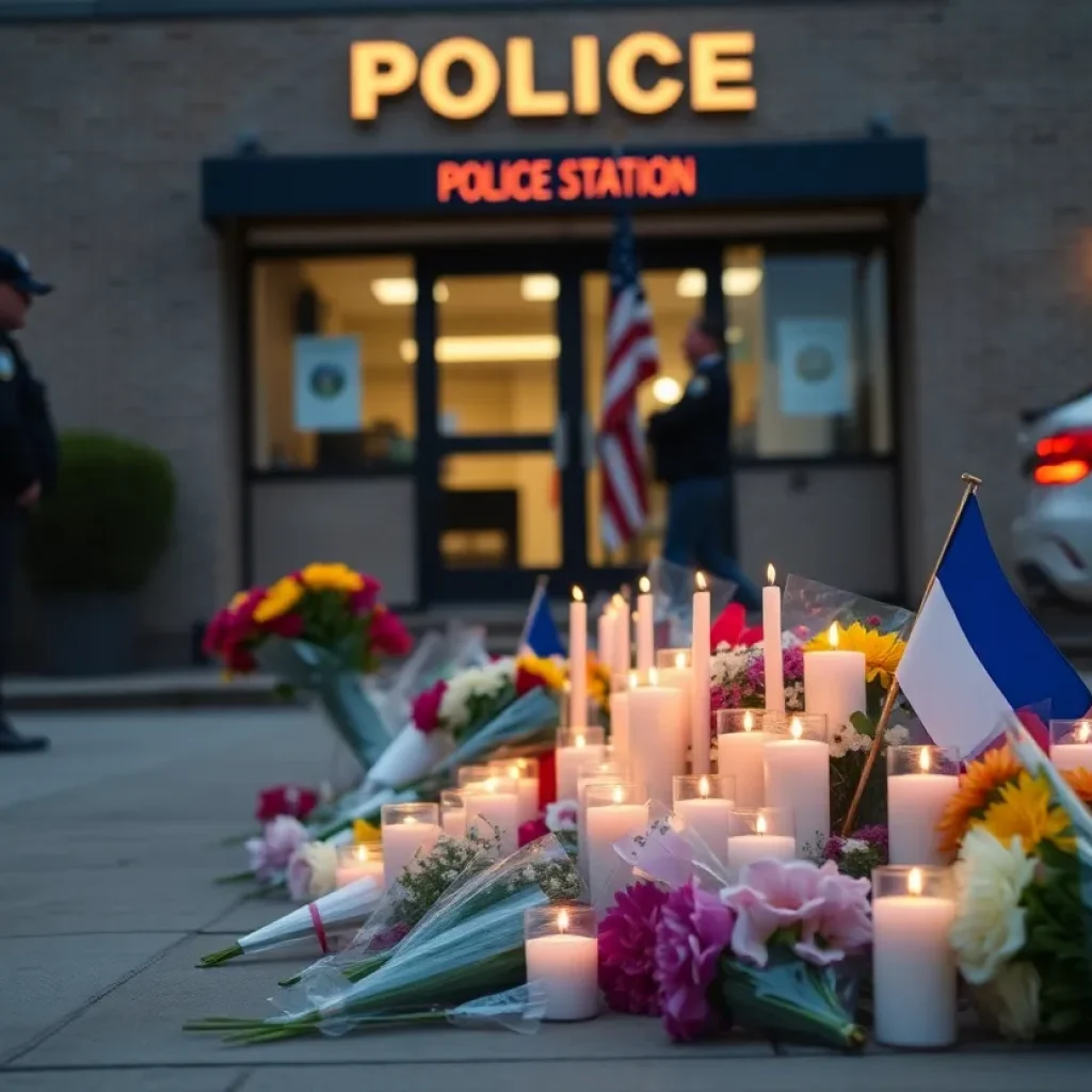 Memorial tribute for a fallen police officer in Navasota