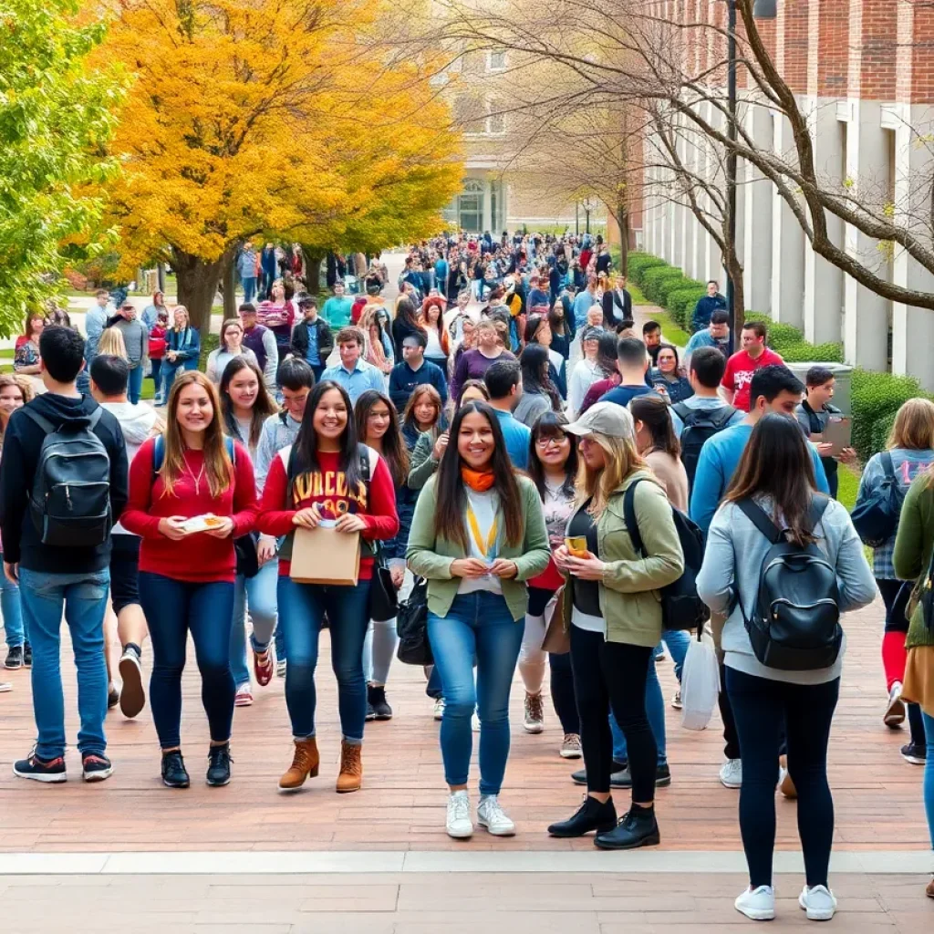 Students engaging in welcome activities at Texas A&M University