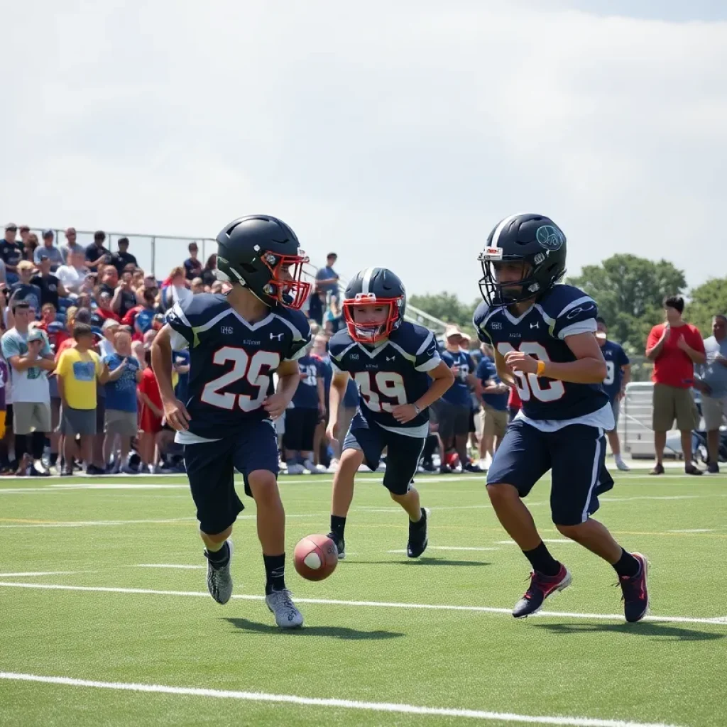 Young athletes showcasing skills at a football combine