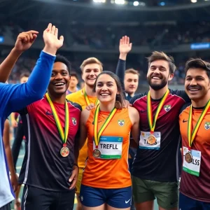 Athletes from College Station celebrating their success at Special Olympics Texas Winter Games