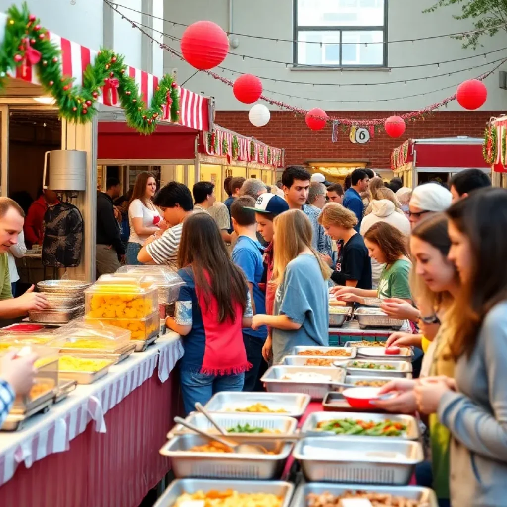 People enjoying food at College Station ISD fundraiser