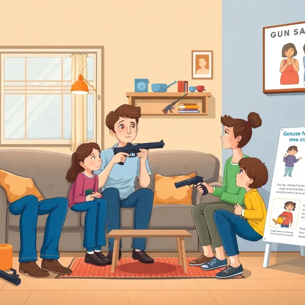 A family discussing responsible gun storage practices