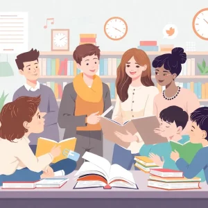 Illustration depicting a supportive learning environment for students focusing on mental health.