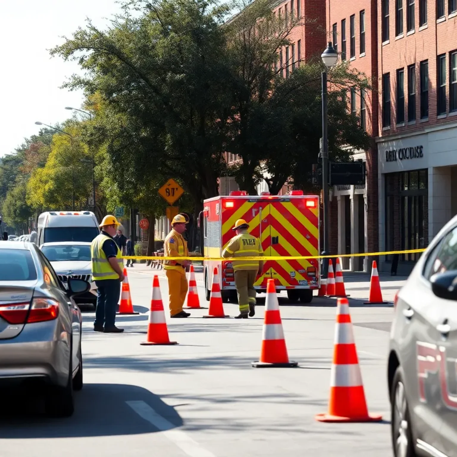 Emergency services responding to a gas leak in College Station.