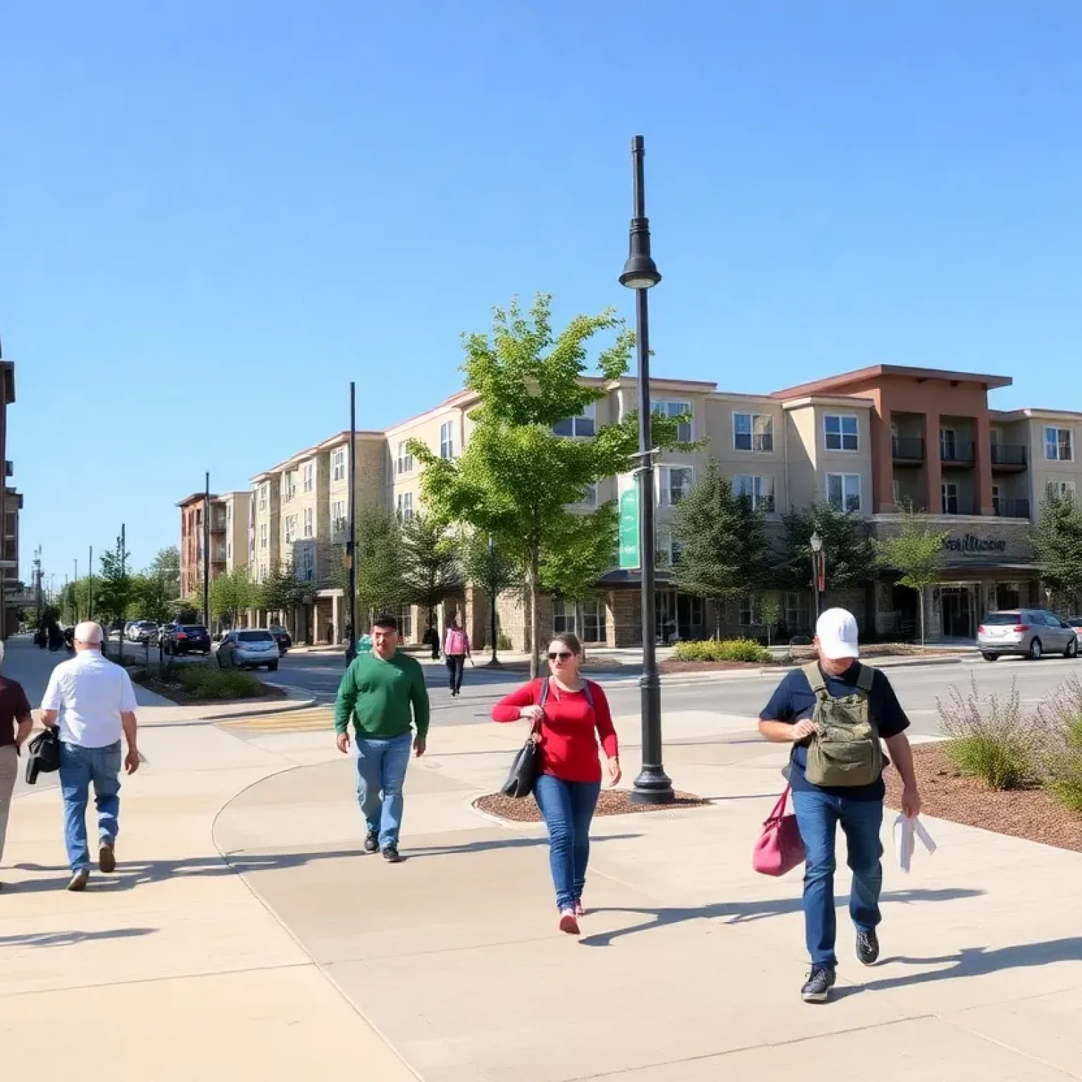 Improved infrastructure in College Station with new sidewalks and renovated apartments