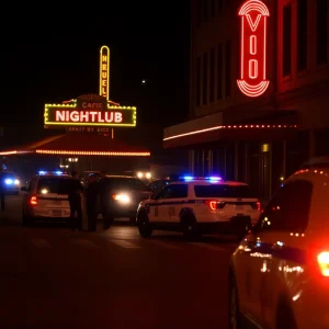 Police officers investigating near a nightclub in College Station