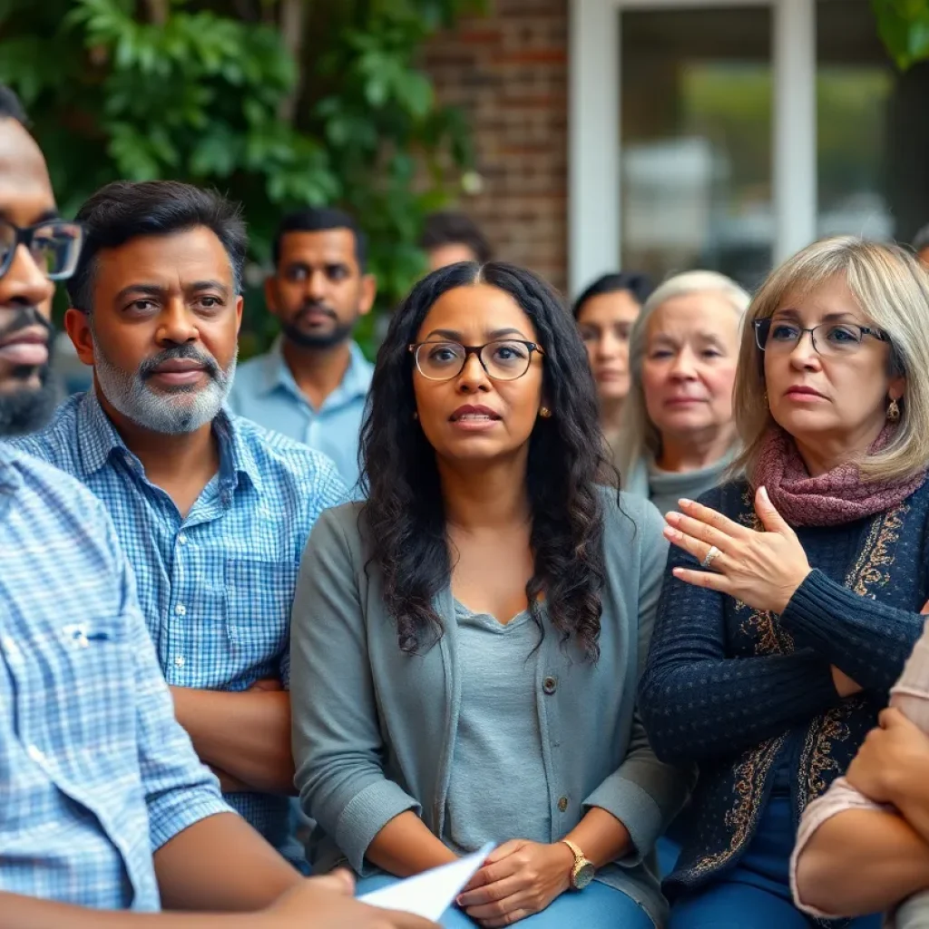 Residents gathered in discussion about community safety