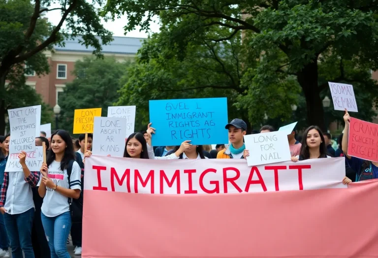 Students protesting for immigrant rights at Texas A&M University