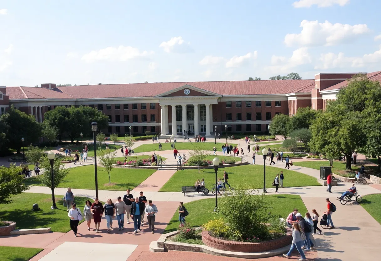 Texas A&M University Campus with students and buildings