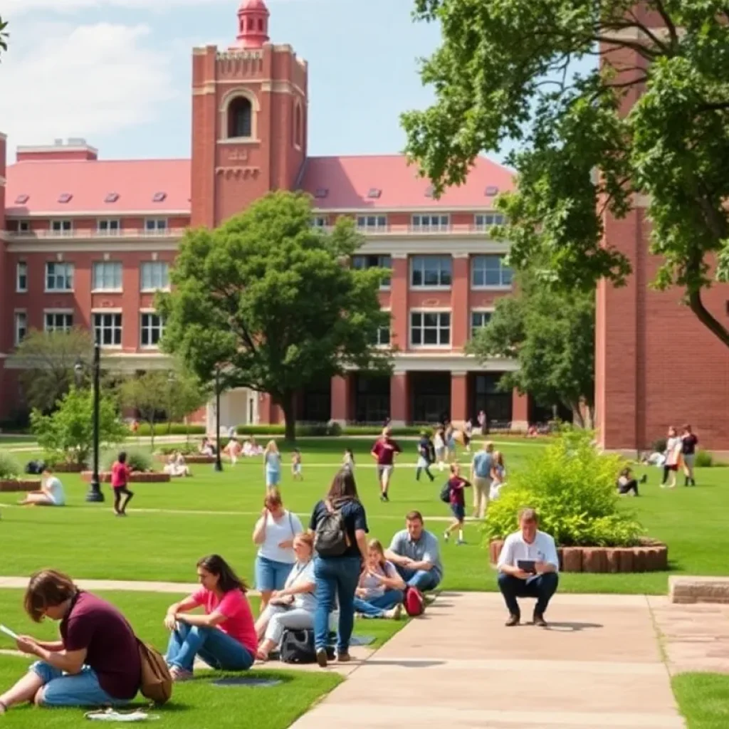 Students on Texas A&M University campus engaging in activities