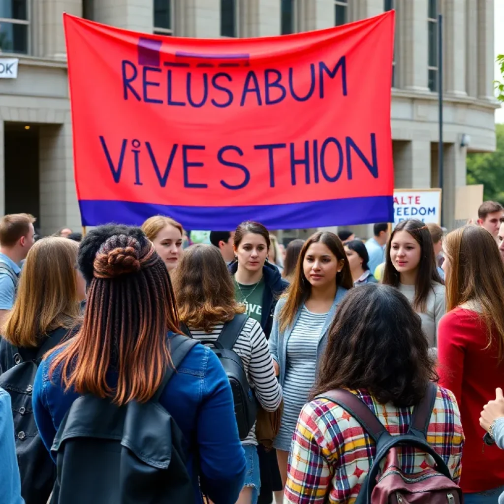 Students at Texas A&M University discussing the drag performance ban