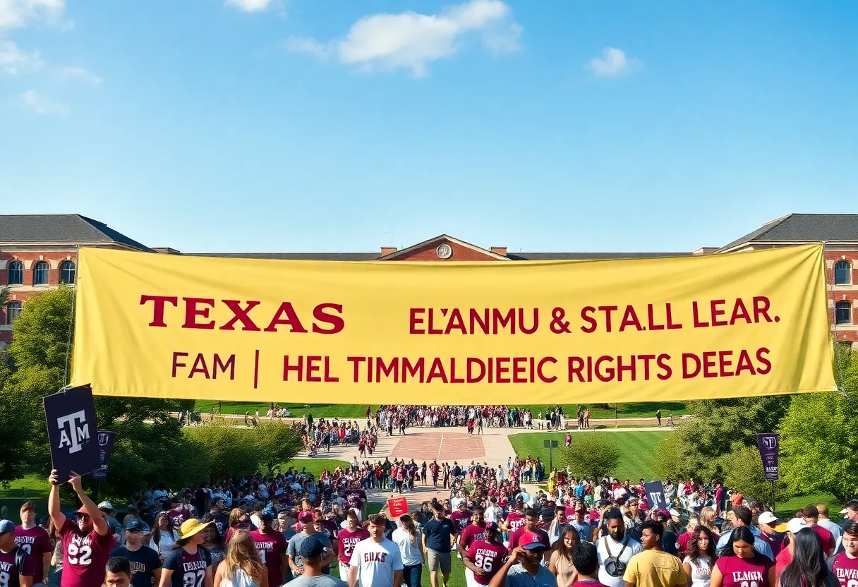 Celebration at Texas A&M University following the multimedia rights deal announcement