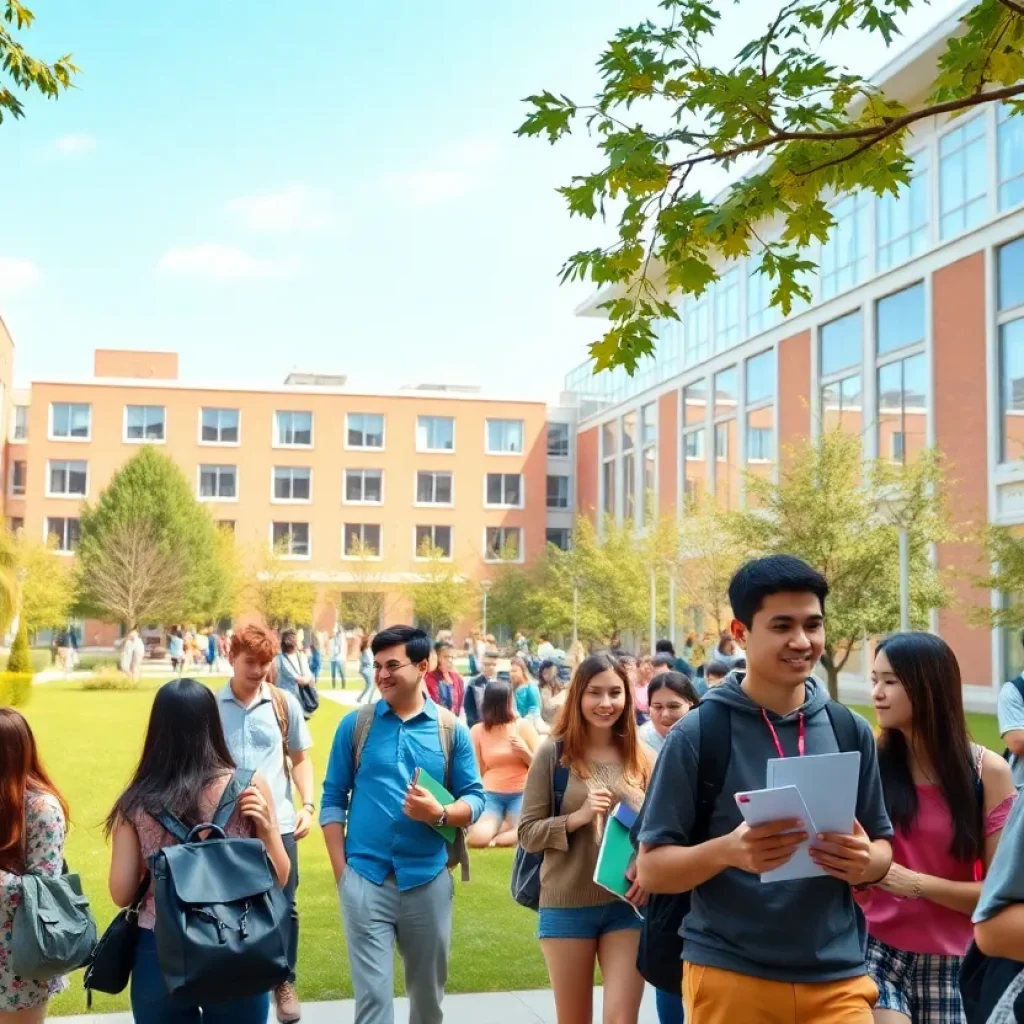 Diverse students on Texas A&M University campus